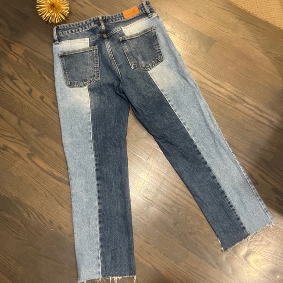 BDG Jessye Straight Leg Two Tone Jeans 100% Cotton Cropped Tag 27 - Picture 6 of 8